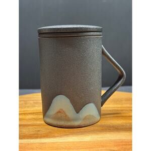 Wenshuo Japanese-Style Pottery Teacup with Infuser & Lid – 9.2 oz, 4.5” Tall